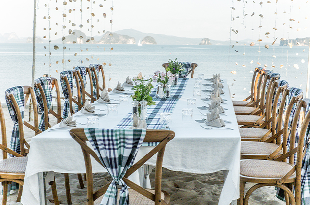 Private dining on the beach.